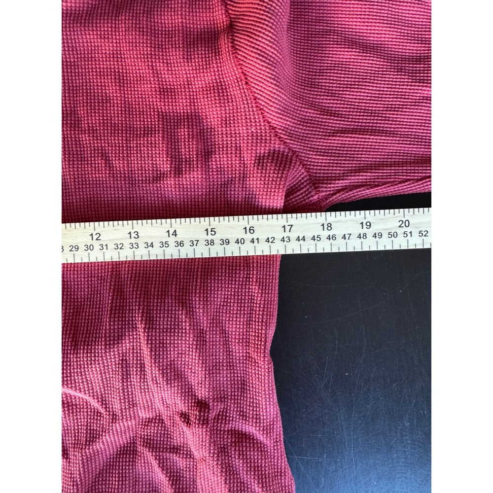 Free People We The Free Thermal Waffle Knit Lettuce Edge Top Pink Red Medium - Picture 2 of 8